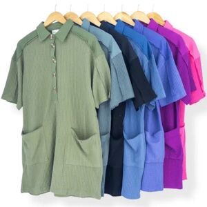 New Zenana Waffle knit short sleeve dress with pockets